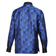 Royal Check - Blue Men's Jacquard Woven Luxury Formal Shirt