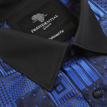 Royal Check - Blue Men's Jacquard Woven Luxury Formal Shirt