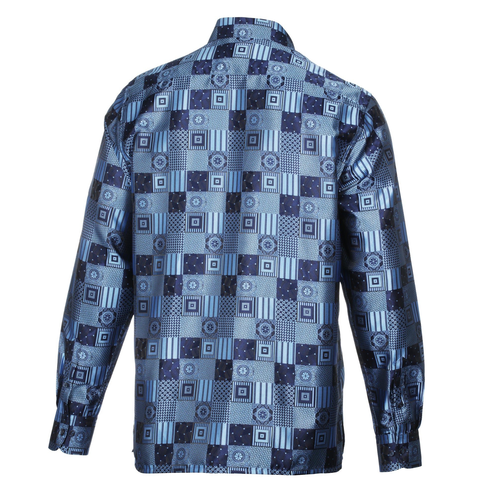 Royal Check - Navy Men's Jacquard Woven Luxury Formal Shirt