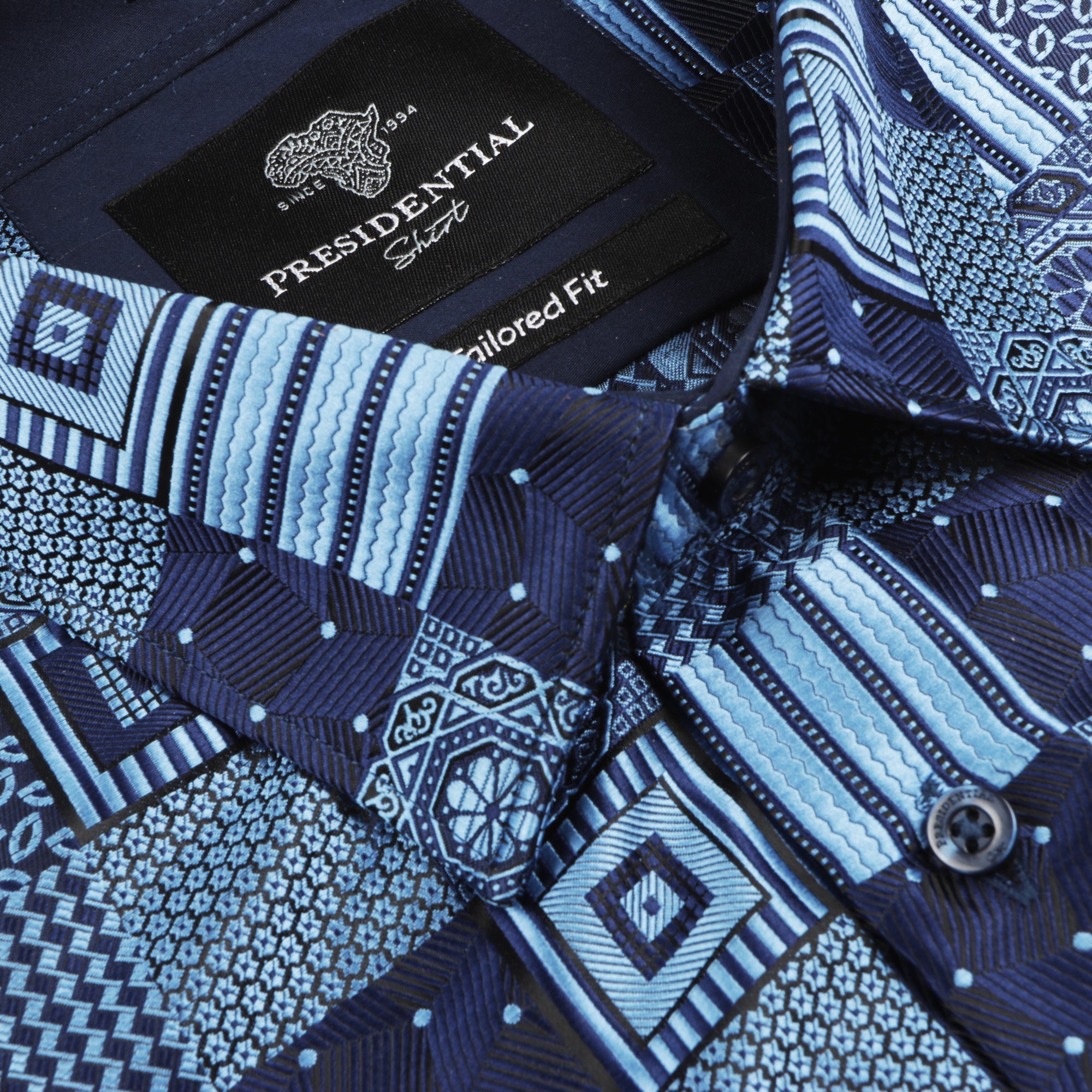 Royal Check - Navy Men's Jacquard Woven Luxury Formal Shirt