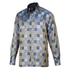 Royal Check - Golden Blue Men's Jacquard Woven Luxury Formal Shirt
