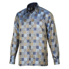 Royal Check - Golden Blue Men's Jacquard Woven Luxury Formal Shirt