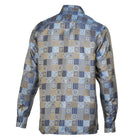 Royal Check - Golden Blue Men's Jacquard Woven Luxury Formal Shirt