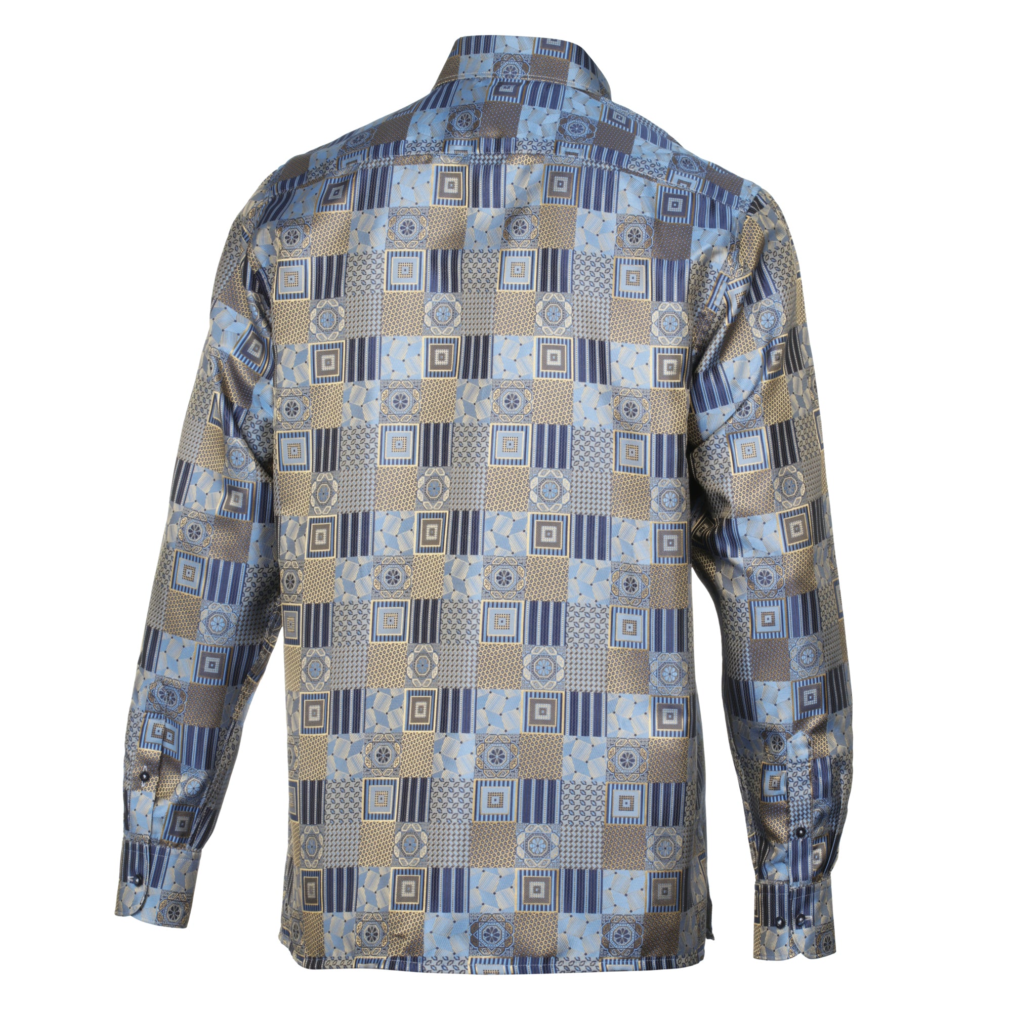 Royal Check - Golden Blue Men's Jacquard Woven Luxury Formal Shirt