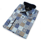 Royal Check - Golden Blue Men's Jacquard Woven Luxury Formal Shirt