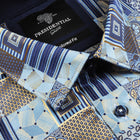 Royal Check - Golden Blue Men's Jacquard Woven Luxury Formal Shirt