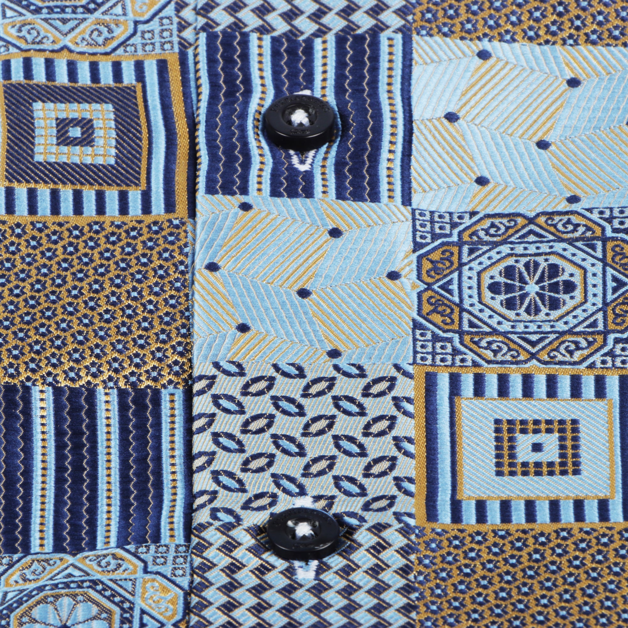 Royal Check - Golden Blue Men's Jacquard Woven Luxury Formal Shirt