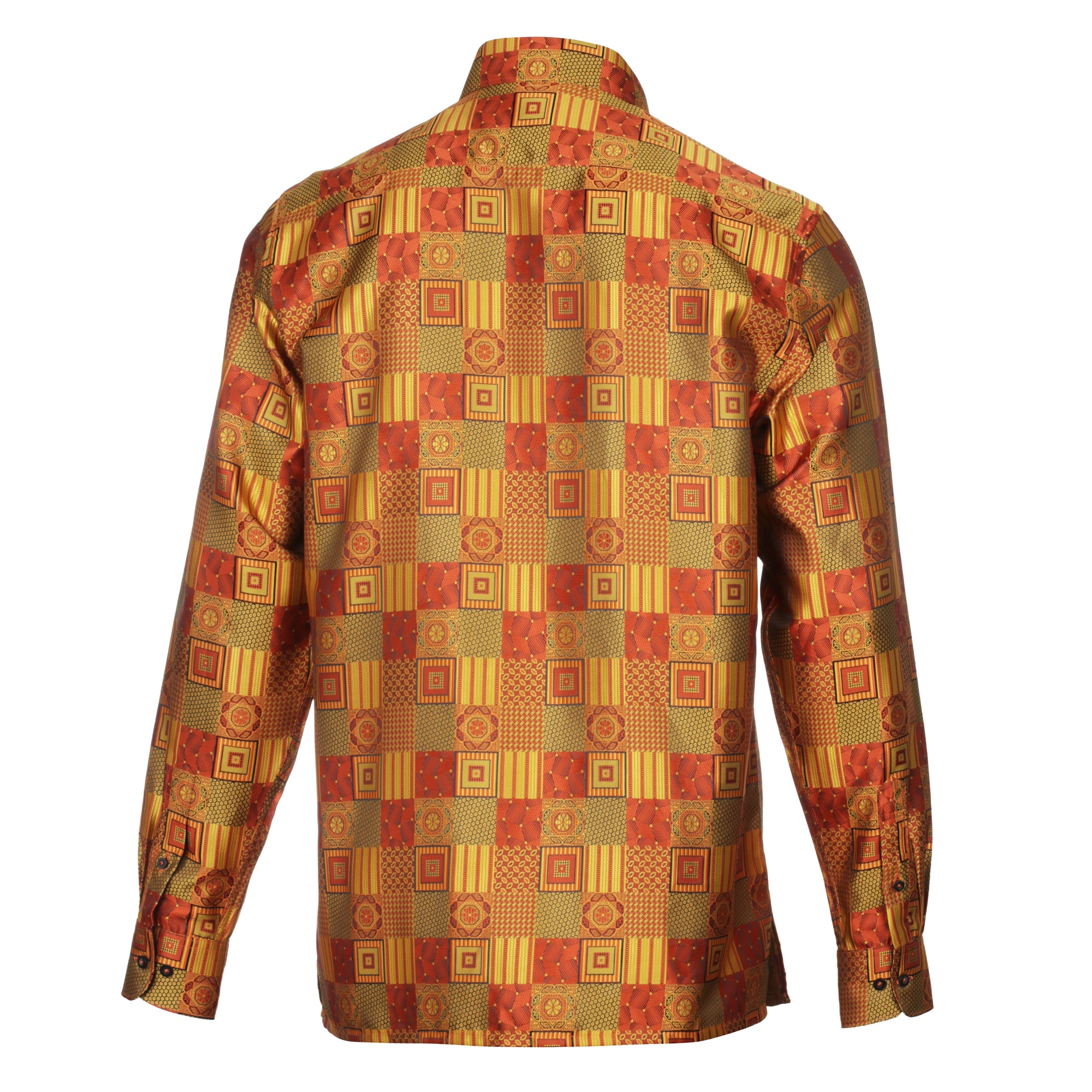 Royal Check - Burnt Orange Men's Jacquard Woven Luxury Formal Shirt