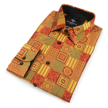 Royal Check - Burnt Orange Men's Jacquard Woven Luxury Formal Shirt