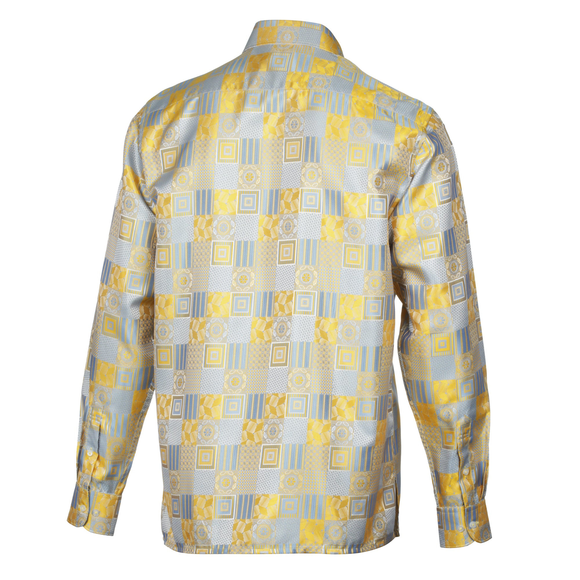 Royal Check - Yellow Men's Jacquard Woven Luxury Formal Shirt