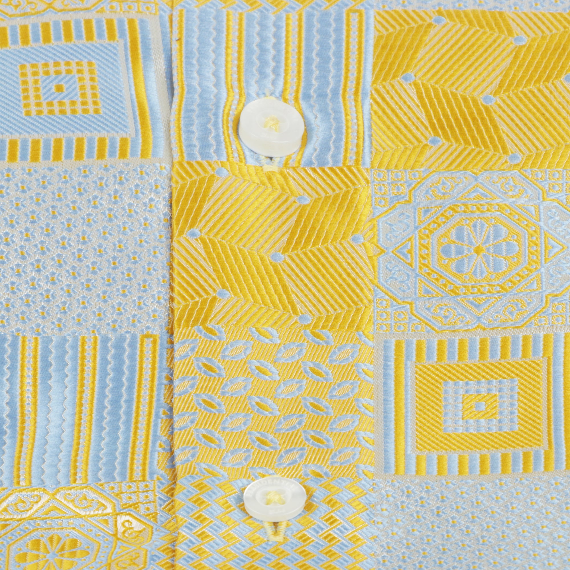Royal Check - Yellow Men's Jacquard Woven Luxury Formal Shirt