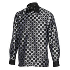 Chess Board - Black Men's Jacquard Satin Luxury Formal Shirt