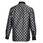 Chess Board - Black Men's Jacquard Satin Luxury Formal Shirt