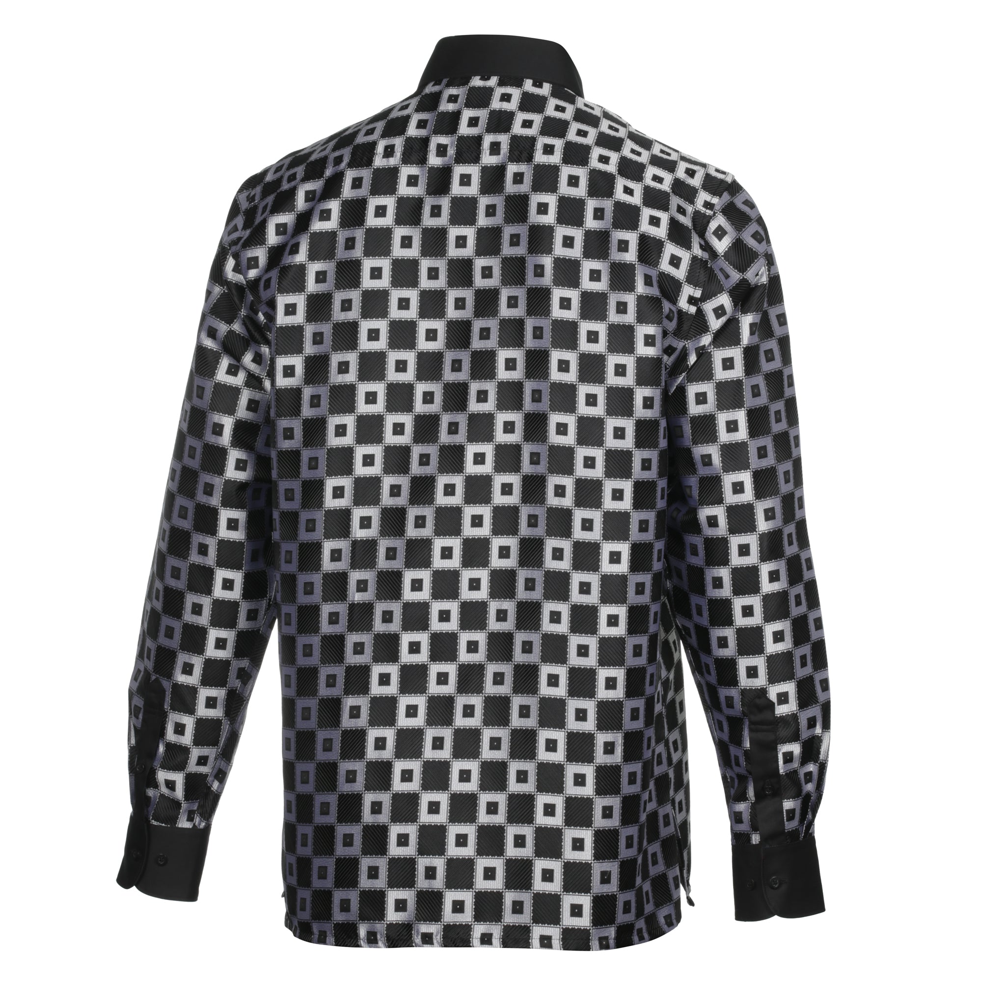 Chess Board - Black Men's Jacquard Satin Luxury Formal Shirt