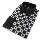 Chess Board - Black Men's Jacquard Satin Luxury Formal Shirt