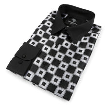 Chess Board - Black Men's Jacquard Satin Luxury Formal Shirt