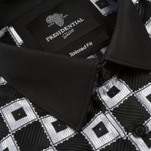 Chess Board - Black Men's Jacquard Satin Luxury Formal Shirt