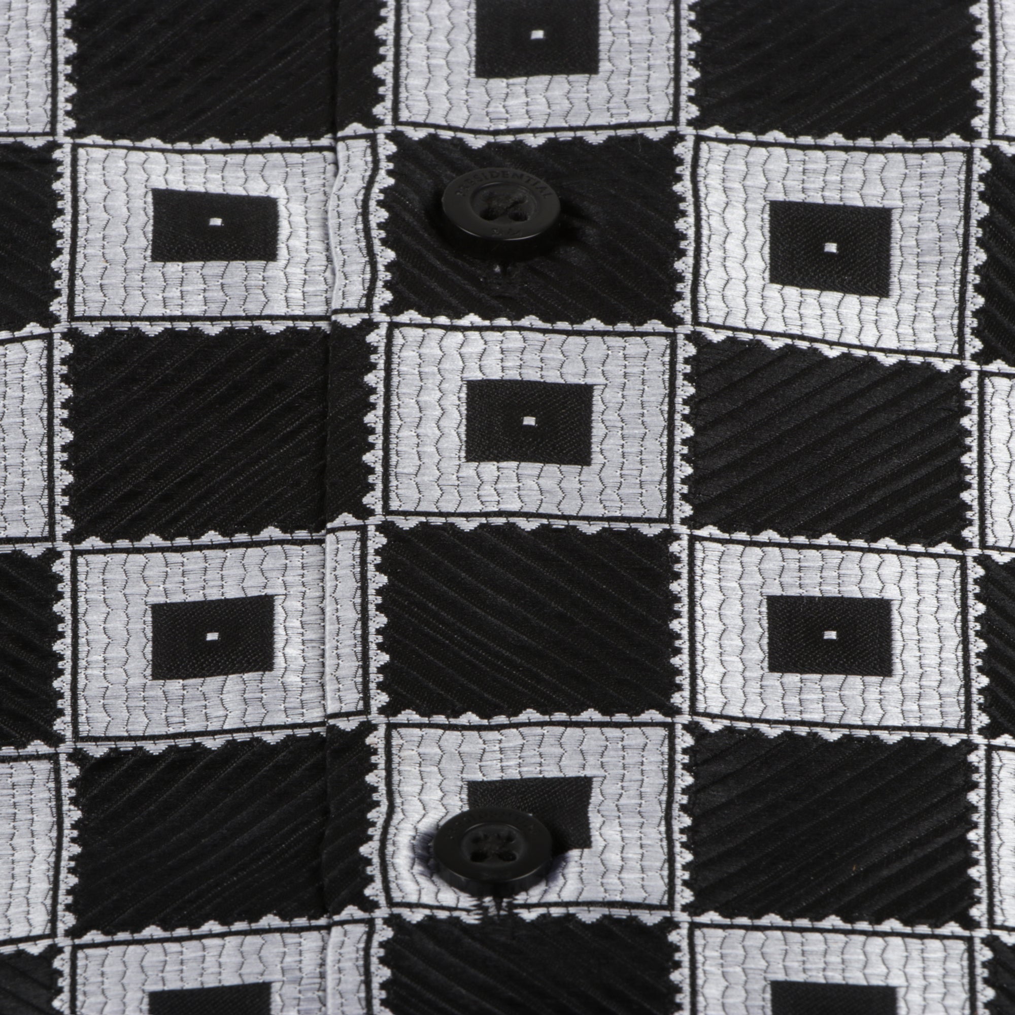 Chess Board - Black Men's Jacquard Satin Luxury Formal Shirt