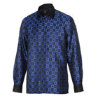 Chess Board - Royal Blue Men's Jacquard Satin Luxury Formal Shirt