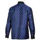 Chess Board - Royal Blue Men's Jacquard Satin Luxury Formal Shirt