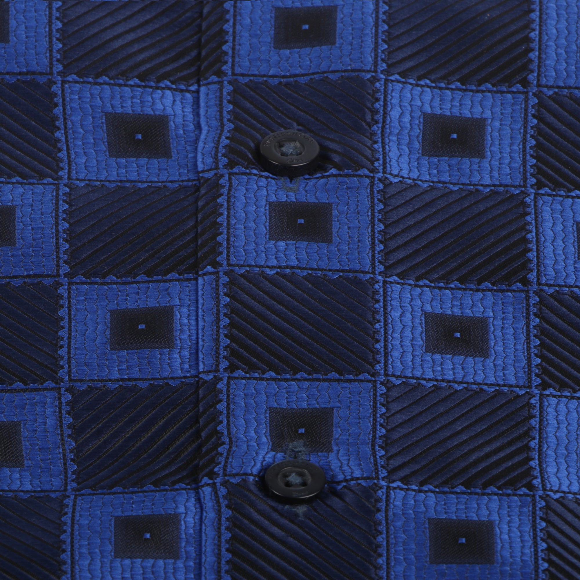 Chess Board - Royal Blue Men's Jacquard Satin Luxury Formal Shirt