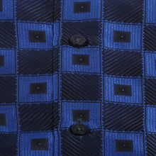 Chess Board - Royal Blue Men's Jacquard Satin Luxury Formal Shirt