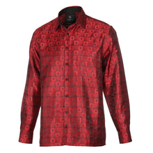 Chess Board - Red Men's Jacquard Satin Luxury Formal Shirt