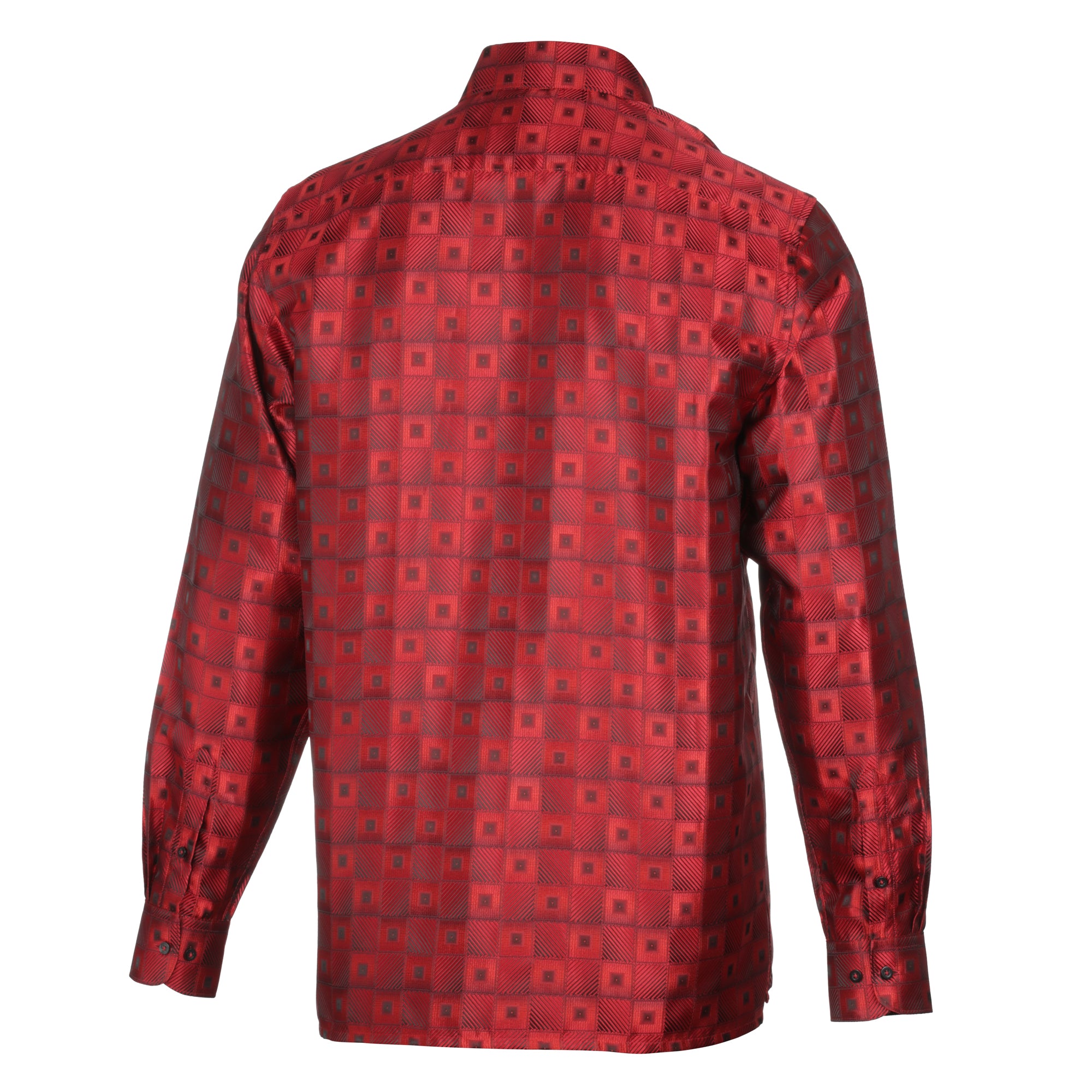 Chess Board - Red Men's Jacquard Satin Luxury Formal Shirt