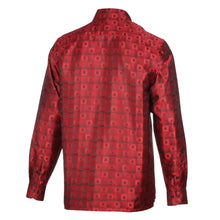 Chess Board - Red Men's Jacquard Satin Luxury Formal Shirt
