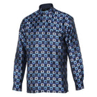 Chess Board - Blue Men's Jacquard Satin Luxury Formal Shirt