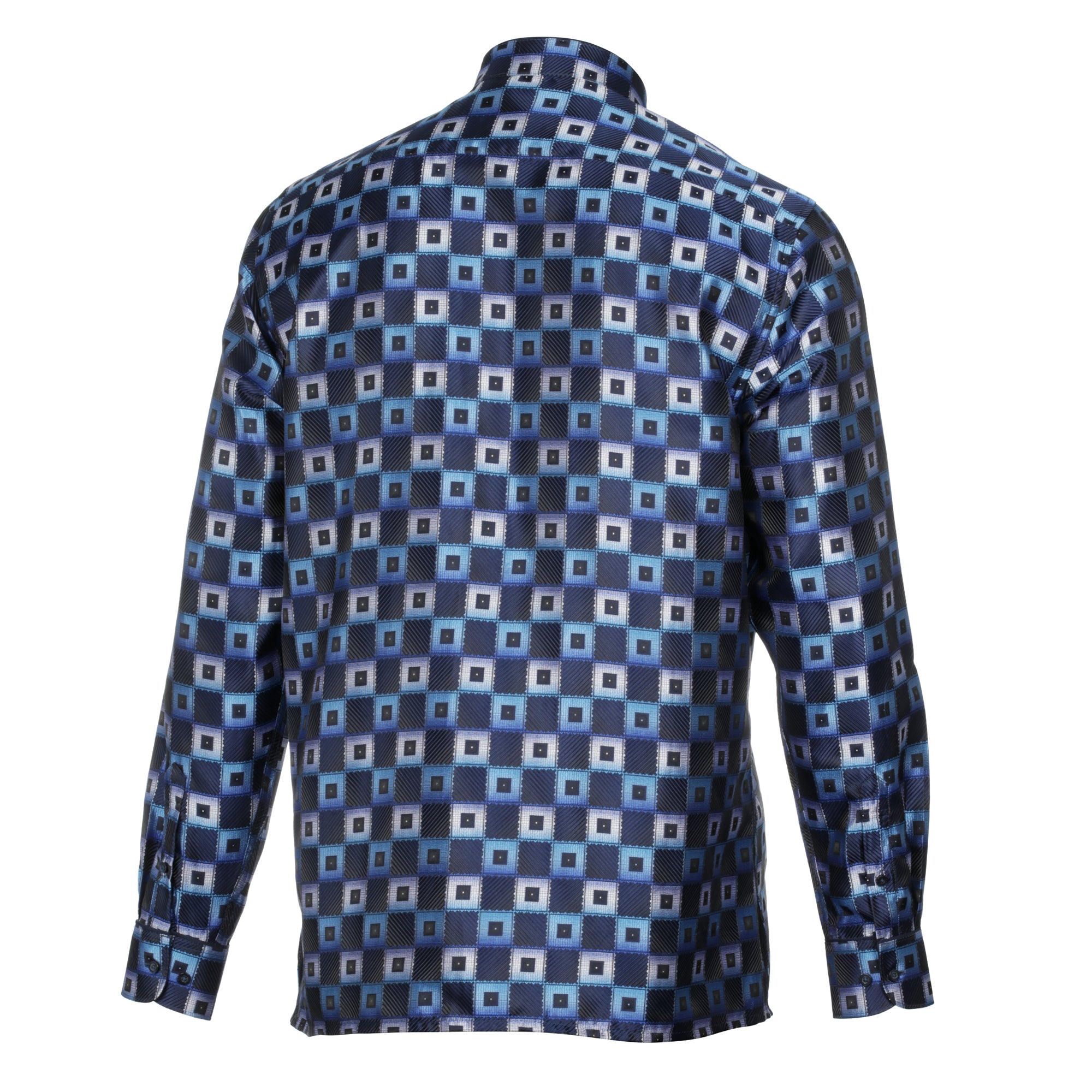 Chess Board - Blue Men's Jacquard Satin Luxury Formal Shirt