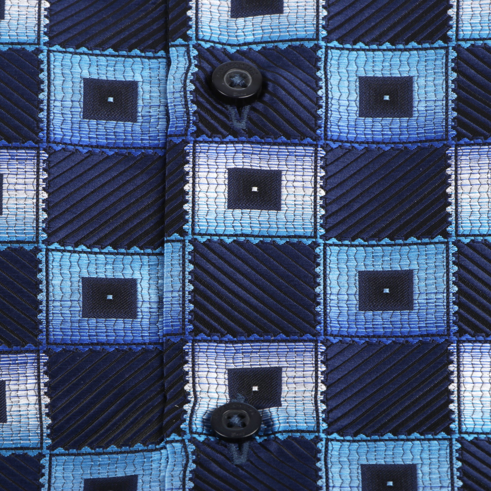 Chess Board - Blue Men's Jacquard Satin Luxury Formal Shirt