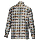 Chess Board - Brown Men's Jacquard Satin Luxury Formal Shirt