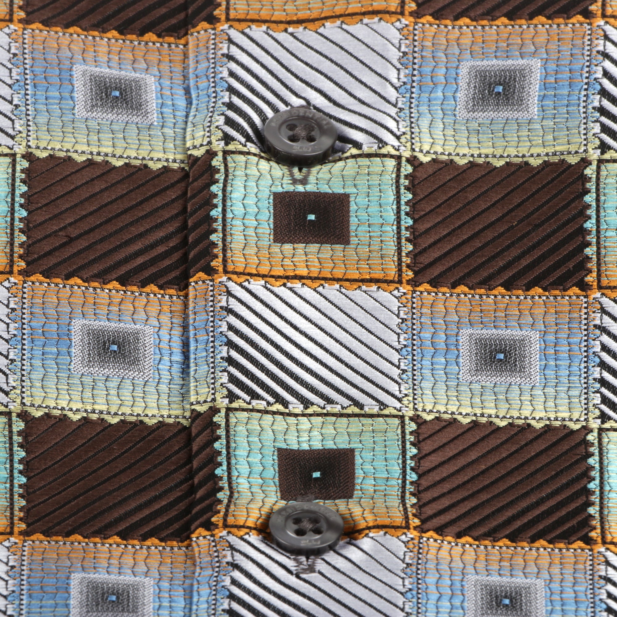 Chess Board - Brown Men's Jacquard Satin Luxury Formal Shirt