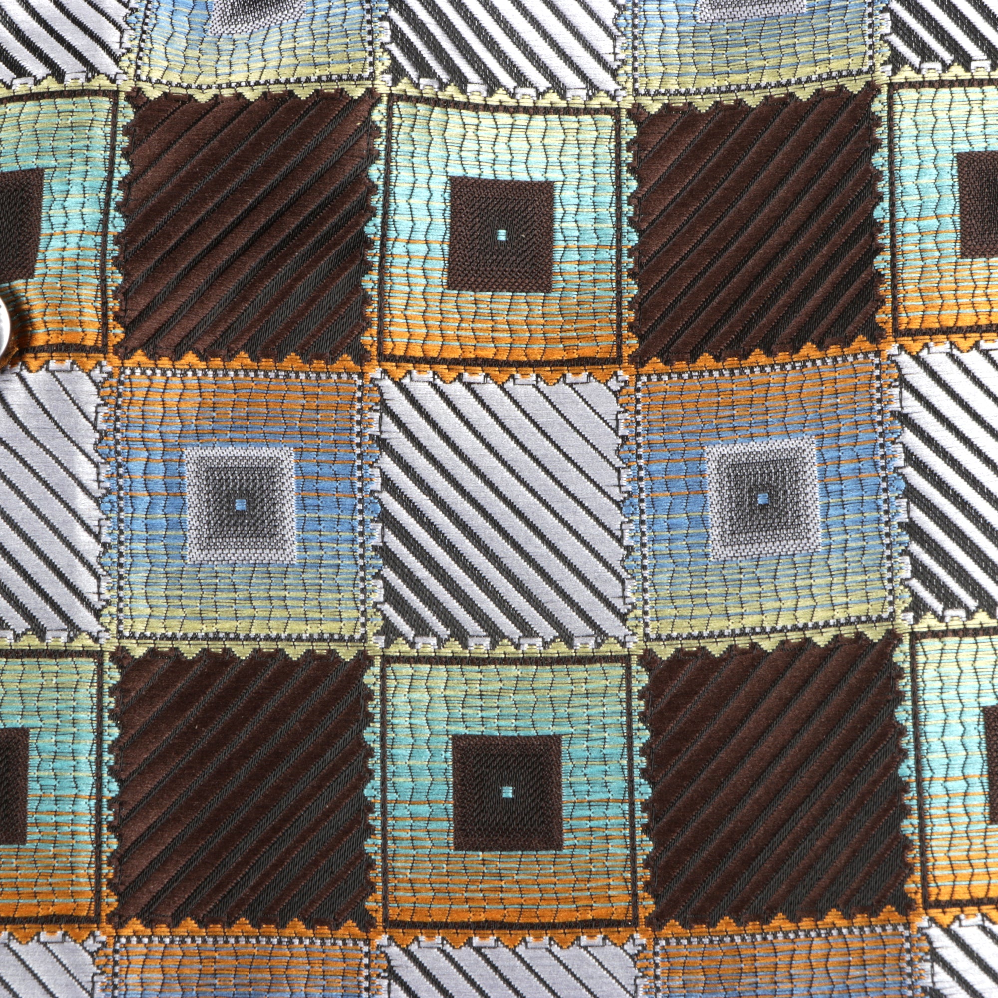 Chess Board - Brown Men's Jacquard Satin Luxury Formal Shirt