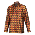 Chess Board - Orange Men's Jacquard Satin Luxury Formal Shirt