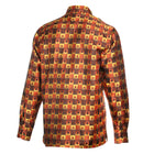 Chess Board - Orange Men's Jacquard Satin Luxury Formal Shirt