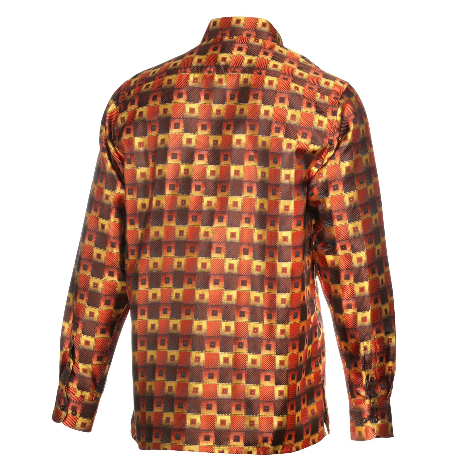Chess Board - Orange Men's Jacquard Satin Luxury Formal Shirt