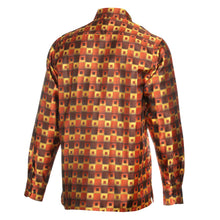 Chess Board - Orange Men's Jacquard Satin Luxury Formal Shirt