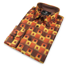 Chess Board - Orange Men's Jacquard Satin Luxury Formal Shirt