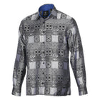 African Chess - Black Men's Jacquard Woven Luxury Formal Shirt