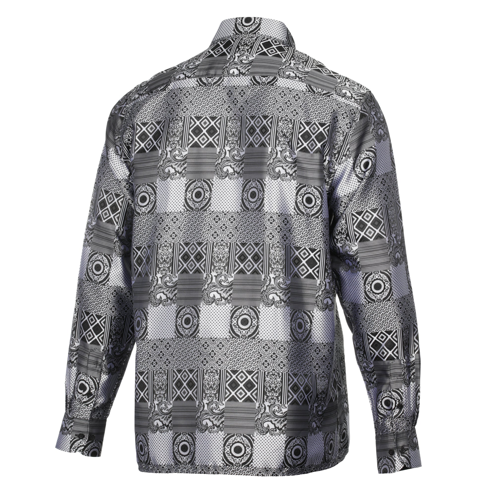African Chess - Black Men's Jacquard Woven Luxury Formal Shirt