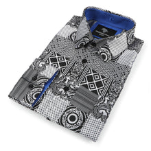 African Chess - Black Men's Jacquard Woven Luxury Formal Shirt