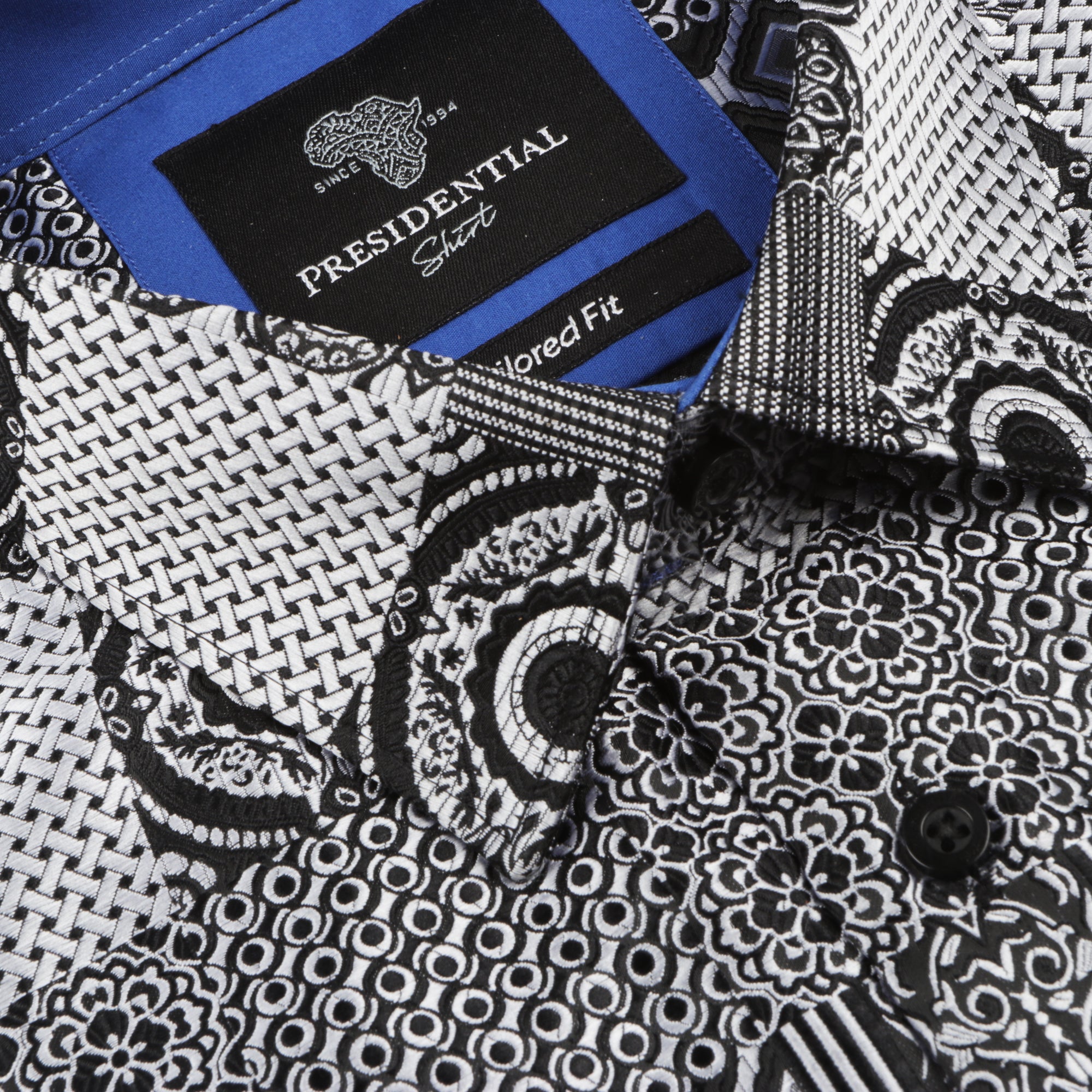 African Chess - Black Men's Jacquard Woven Luxury Formal Shirt