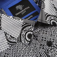 African Chess - Black Men's Jacquard Woven Luxury Formal Shirt
