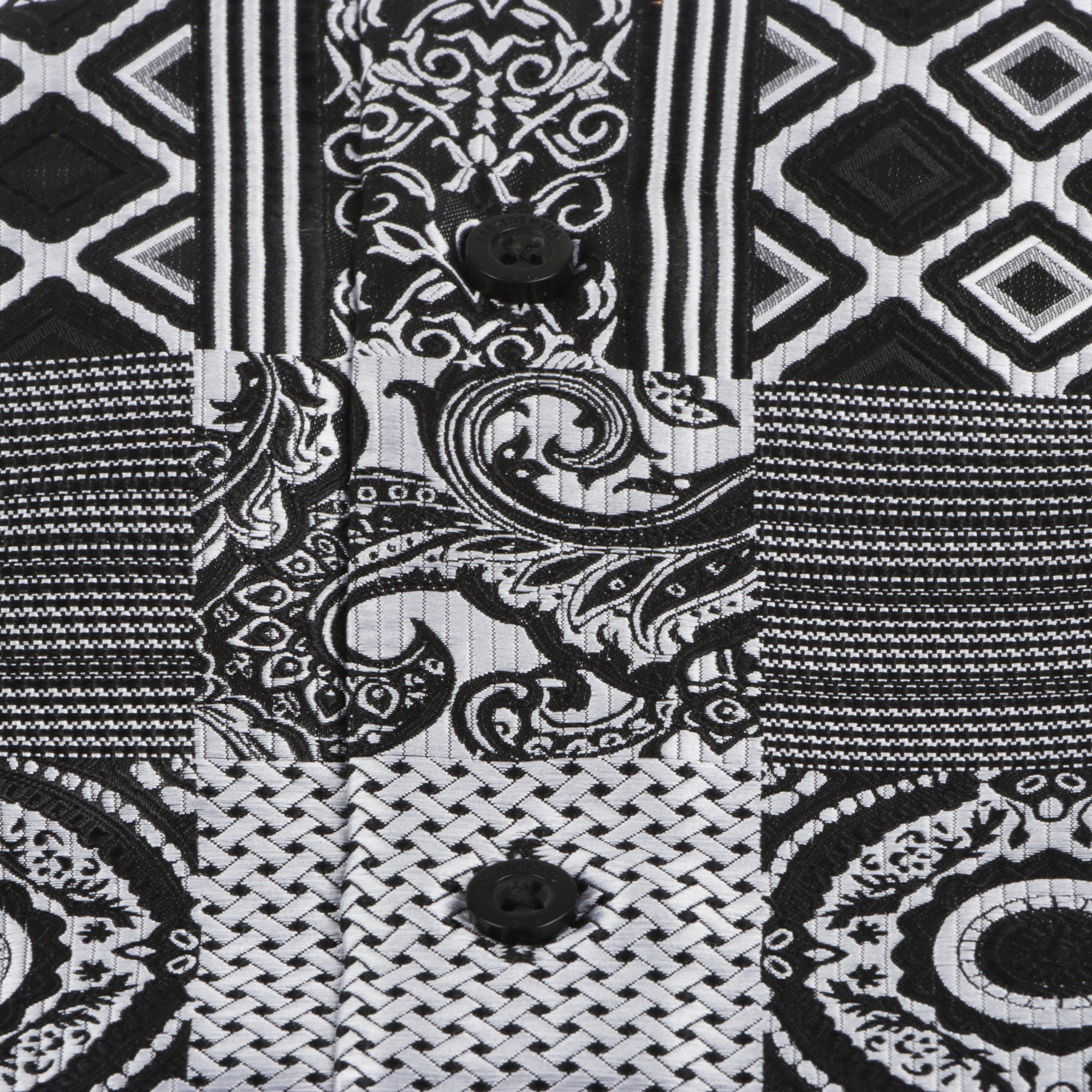 African Chess - Black Men's Jacquard Woven Luxury Formal Shirt