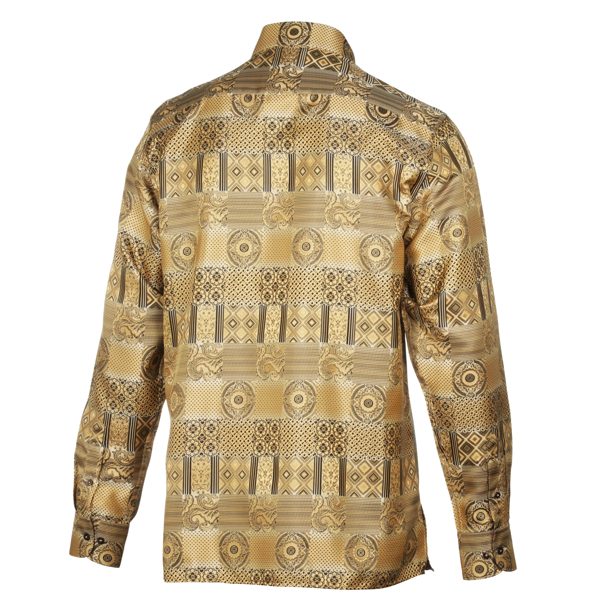 African Chess - Gold Men's Jacquard Woven Luxury Formal Shirt