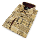 African Chess - Gold Men's Jacquard Woven Luxury Formal Shirt