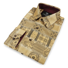 African Chess - Gold Men's Jacquard Woven Luxury Formal Shirt