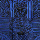 African Chess - Royal Blue Men's Jacquard Woven Luxury Formal Shirt